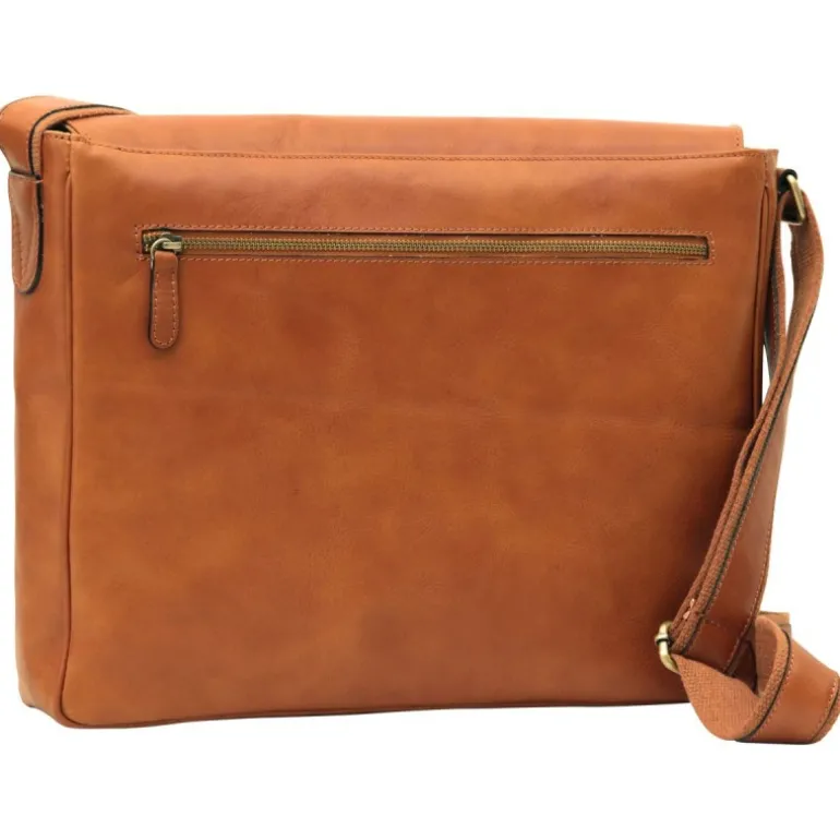 Torba na ramię męska ze skóry cielęcej "Ińsko" Koniak