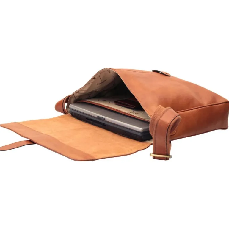 Torba na ramię męska ze skóry cielęcej "Ińsko" Koniak