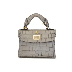 Torebka damska skórzana wzorem imitującym skórę krokodyla. "Lucignano" K280/20