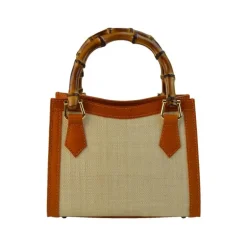 Torebka damska ze skóry i naturalnej słomy z subtelnym wzorem "Capri" SUM498