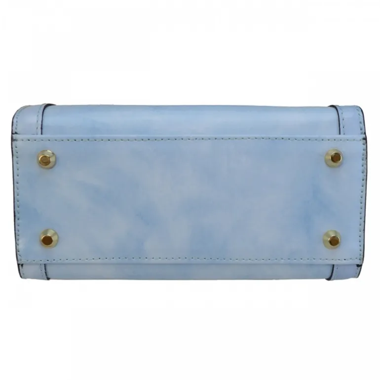 Torebka skórzana z uchwytem bambusowym