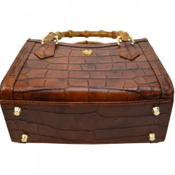 Torebka skórzana z uchwytem bambusowym K