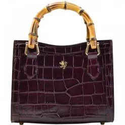 Torebka skórzana z uchwytem bambusowym K