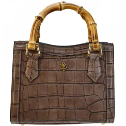 Torebka skórzana z uchwytem bambusowym K