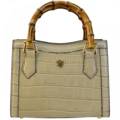 Torebka skórzana z uchwytem bambusowym K