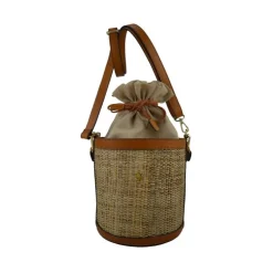 Torebka z naturalnej słomy i prawdziwej włoskiej skóry. SUM