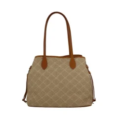 Torebka ze skóry i naturalnej słomy z subtelnym wzorem "Vetulonia" SUM