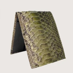 Zielony portfel z prawdziwej skóry pytona z kieszonką na monety
